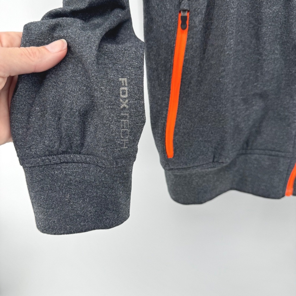 Fox Racing Fox Tech Mens S Full Zip Hooded Jacket Charcoal Black Orange - Picture 4 of 8